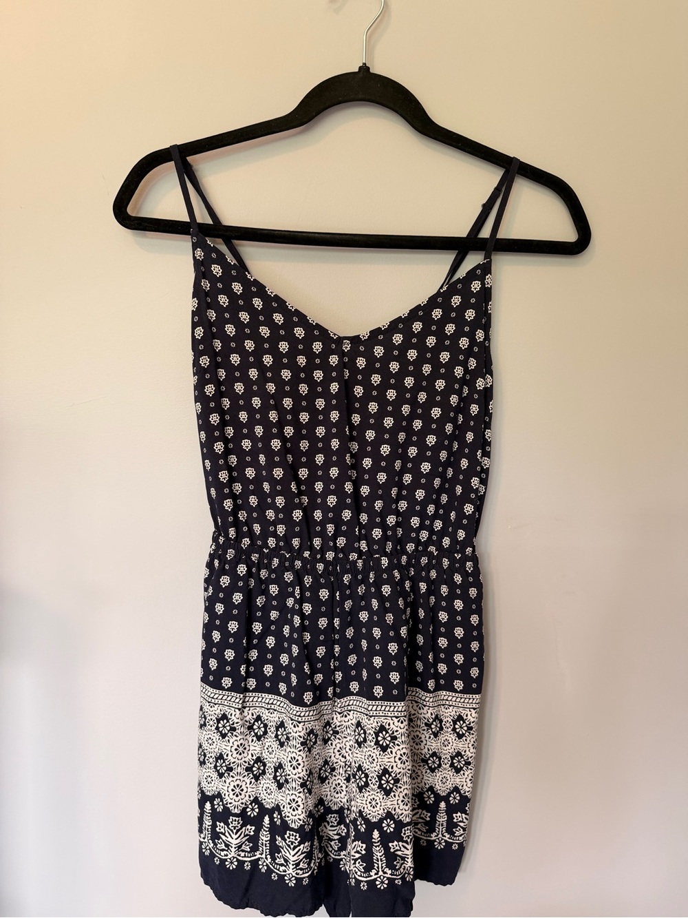 Garage Navy Blue and White Printed Romper - Picture 2 of 5